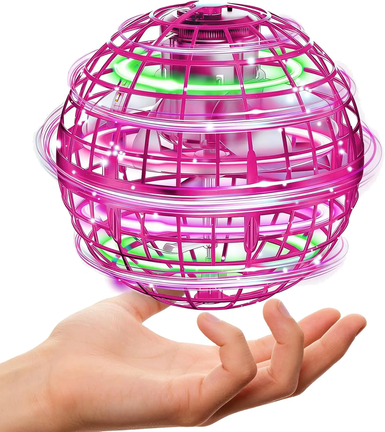 HachibuJou Flying Ball Flying Ball Toy Boomerang Spinner Gyro UFO Toy for Kids Funny Christmas Birthday Present 360° Rotation Popular LED Light Included (Pink)