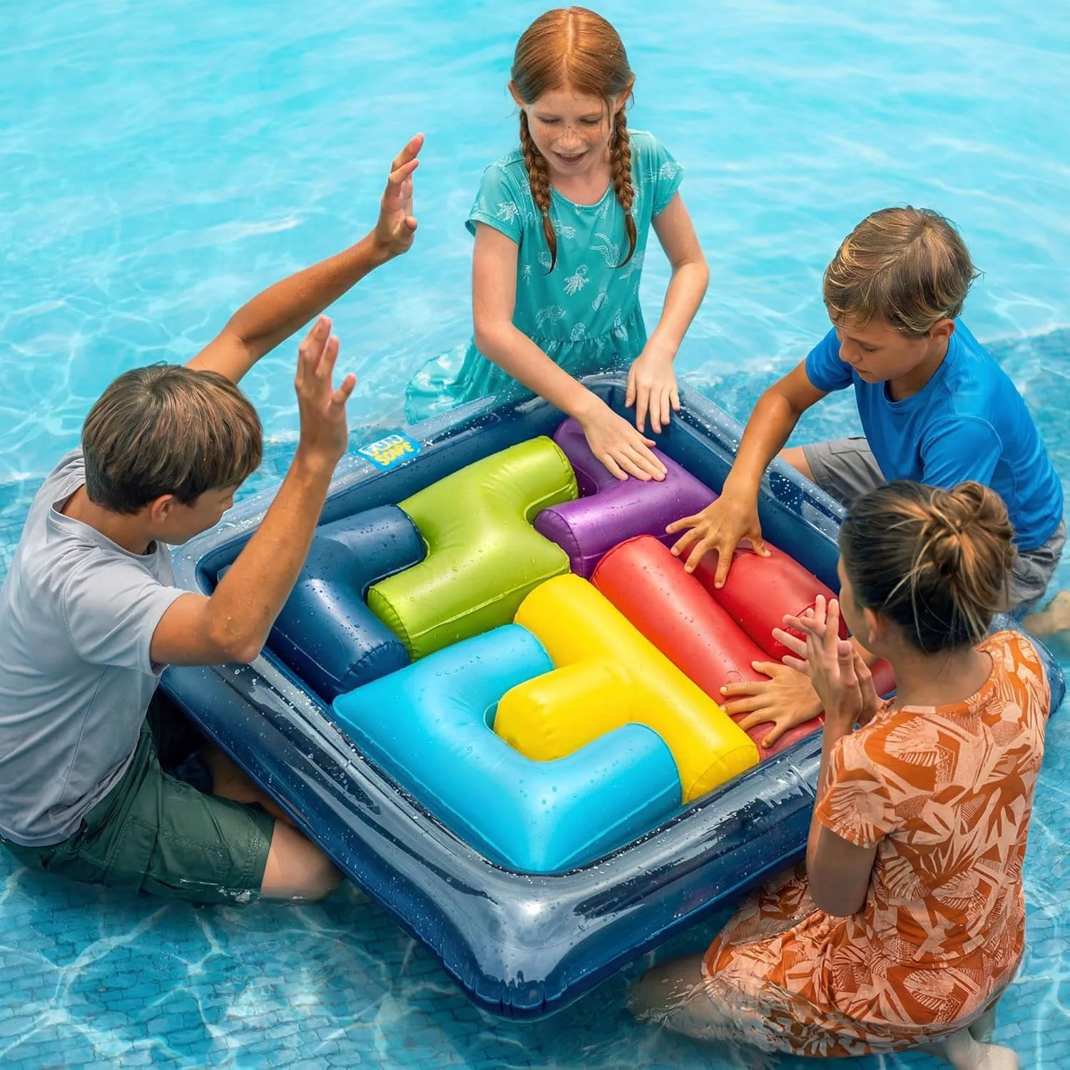 Funscape 2 in 1 Kids Inflatable Puzzle Pool Toys, Fun Swimming Pool Game, Floating Card Table Water Game, Summer Outdoor Beach Play Family Yard Party Gift for 3-5 4-8 6 7 Year Old Boy Girl Child Adult